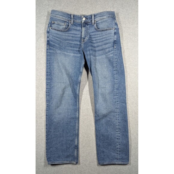 7 For All Mankind Men Jeans 34x29.5 Austyn Straight Whiskering Light Wash